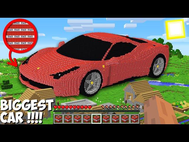 Who PARKED THE BIGGEST TNT SUPER CAR NEAR THE VILLAGE in Minecraft ? HUGE TNT CAR !