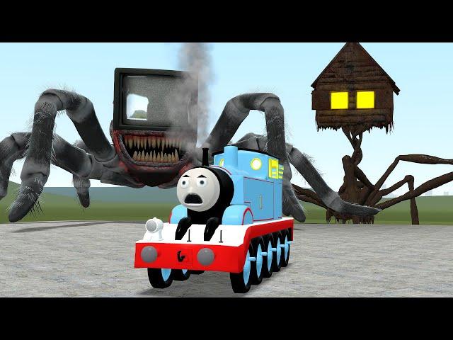 BUILDING a SCARY THOMAS CHASED BY TURNED HOUSE HEAD, TV EATER MONSTER in Garry's Mod!