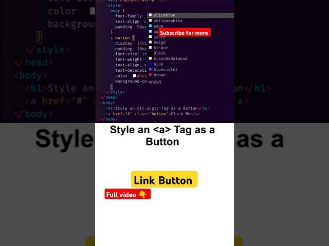 Style anchor tag as button #css #html #javascript #programming #javascriptdev #htmlcss
