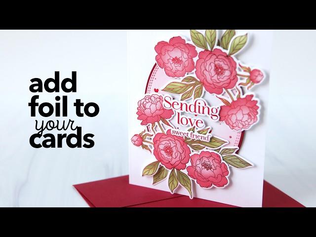 How to foil and stencil beautiful dahlias for your handmade cards