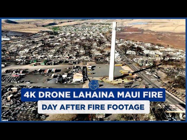 DAY AFTER FIRE FOOTAGE: 4K Drone Lahaina Maui Fire - Longest & Most Detailed Aerial View