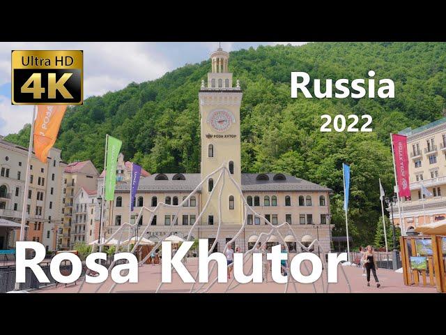 Rosa Khutor Sochi Walking Tour - Russian Switzerland - 4K 60fps- City Walk With Binaural 3D Sounds