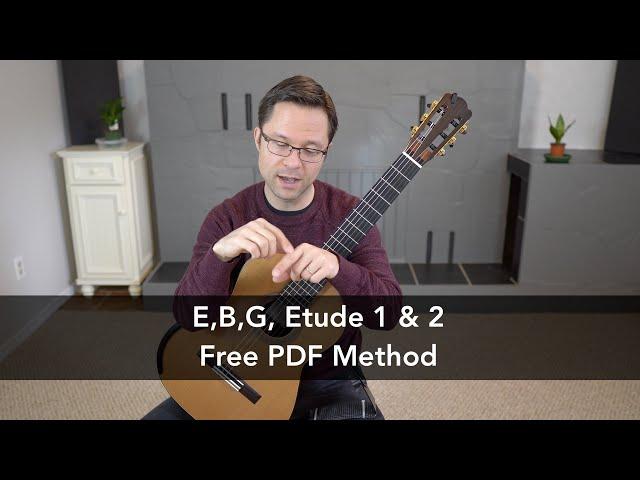 Beginner Lesson: First Notes (E, B, G), Rhythms, and Etude No.1 & 2 for Classical Guitar