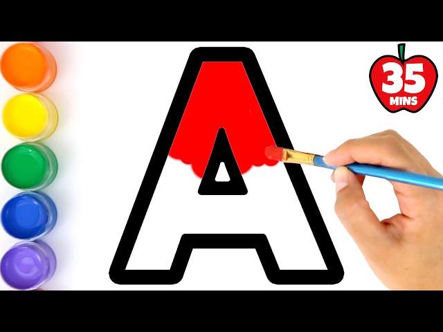 Learn Alphabet a to z with Words - Colouring and Drawing for kids