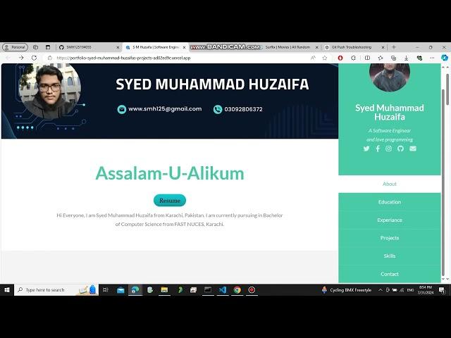 Resume Syed Muhammad Huzaifa