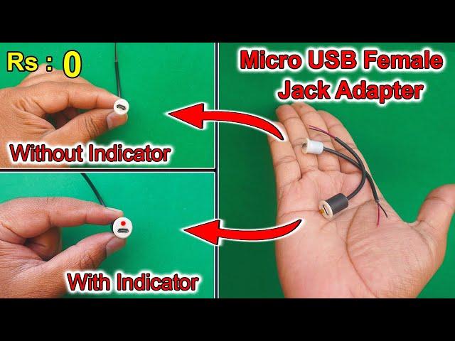 How To Make USB Charging Socket | Micro USB Female Charging Socket | Female Adapter| Charging Socket