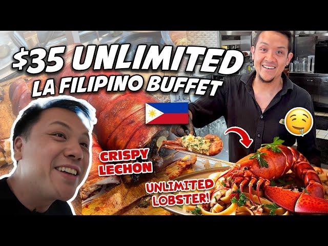 UNLIMITED LOBSTER, LECHON FILIPINO FEAST! $35 All-You-Can-Eat Buffet in LA [ENG  with CH,TGL Dub]