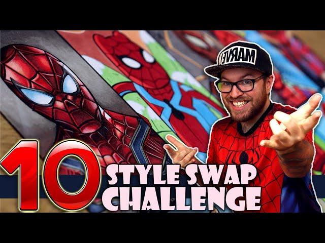 Drawing in 10 DIFFERENT STYLES..? | Art Style SWAP Challenge | IRON SPIDER-MAN