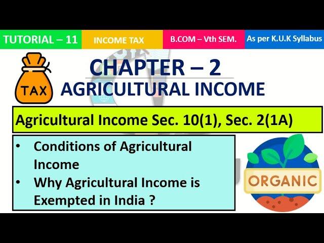 Agricultural Income - Meaning & Definition {CH-2}