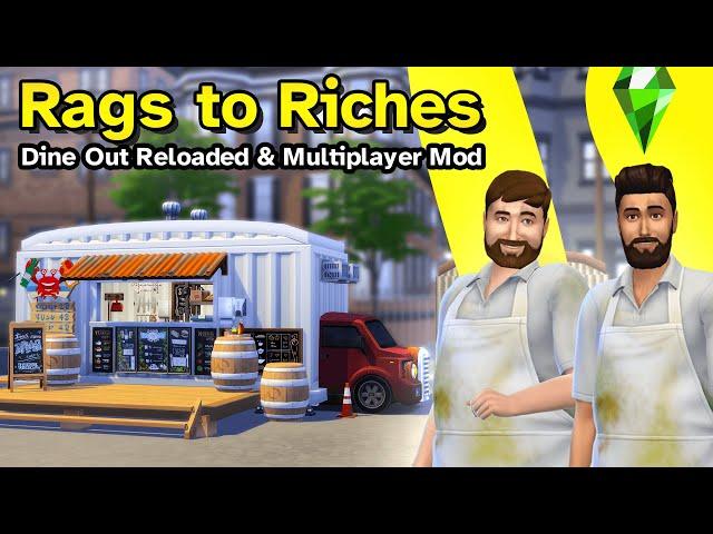 The Sims 4 Multiplayer Rags to Riches running a food truck! (Burger Boys LIVE #1)