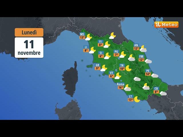 Meteo, previsioni meteo Lunedì 11 novembre 2024