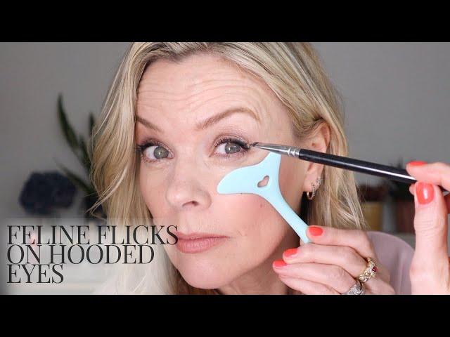 How to achieve feline flicks with liner on hooded eyes