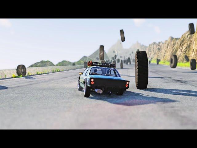 BeamNG Drive - Cars vs Big Tires #2 (250+ Tires)