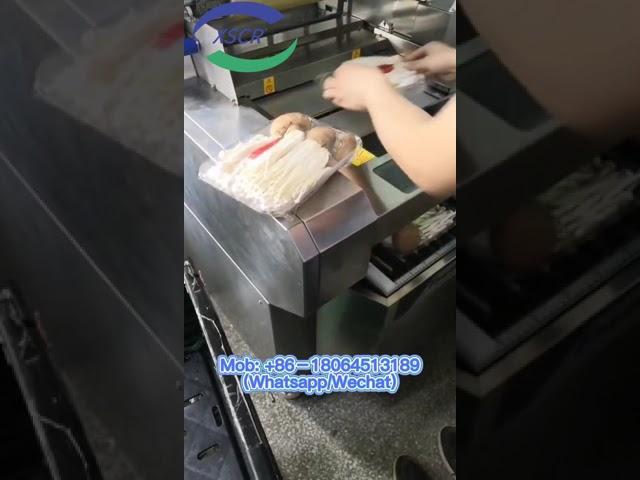 Cling Film Wrapping Machine for Supermarket Food Tray Wrap Machine with Stretch Film Mushroom Pack