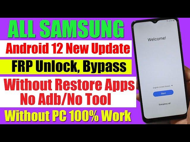 How to bypass FRP lock on Samsung (One UI 4.1 Android 12) without PC or restore apps