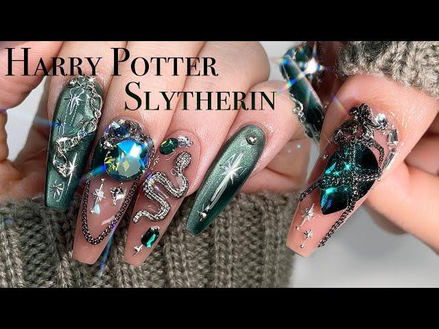 Harry Potter Slytherin Nails   Neat nail care / ASMR