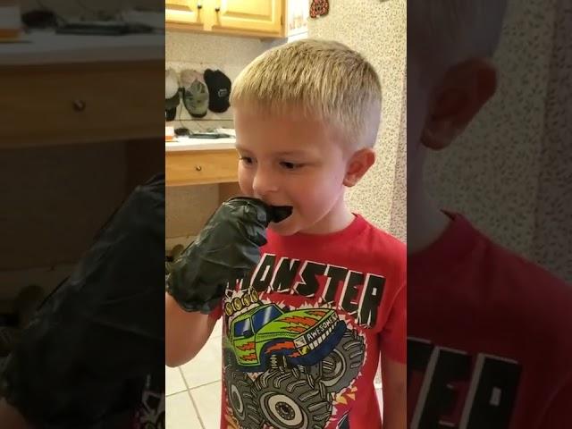 6 year old Owen asked to do the one chip challenge