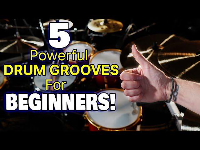 5 Powerful Drum Grooves For Beginners! Easy Beginner DRUM LESSON