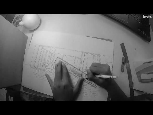 Architecture & Interior Design - draw architect style professional hand sketch drawing