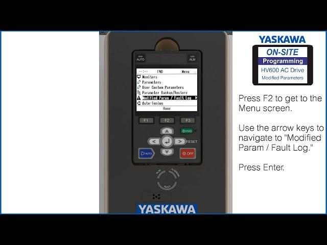 Yaskawa HV600 AC Drive - Viewing Modified Parameters