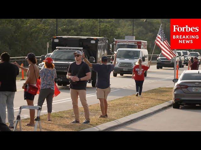 Supporters Wave To Trump Motorcade As Pres.-Elect Goes From Golf Course To Mar-A-Lago