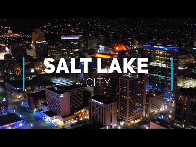 Salt Lake City, Utah by night | 4K drone footage