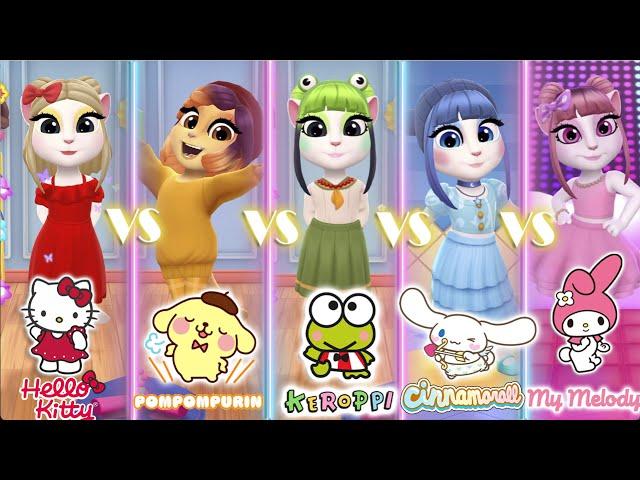 My talking angela 2 HelloKitty vS Pompompurin Vs Keroppi Vs Cinnamoroll vs my Melody | Cosplay�