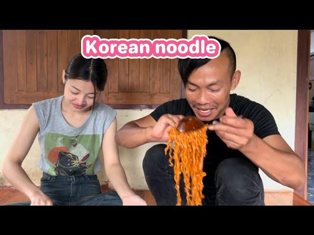 Having Korean noodles with my friend 