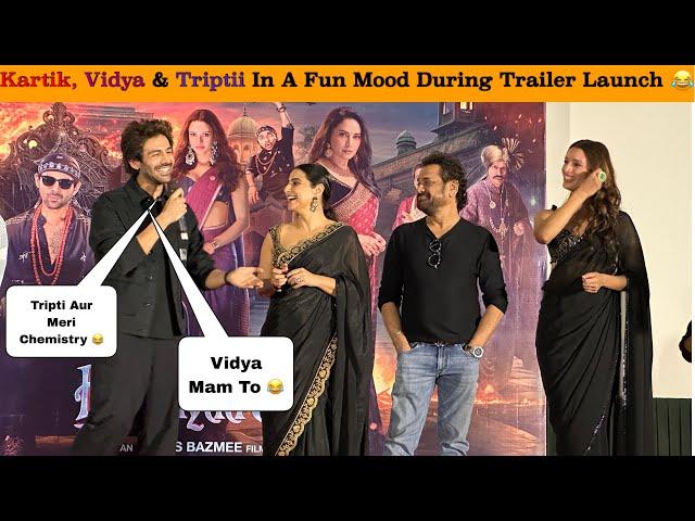 Kartik Aaryan, Triptii Dimri & Vidya Balan Most Funny Moment During Bhool Bhulaiyaa 3 Trailer Launch