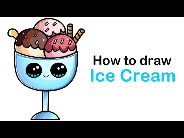 how to draw a cute ice cream sundae bowl easy step by step cute drawing to draw