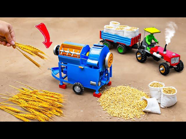 Diy tractor making mini automatic paddy thresher machine science project