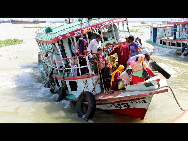 যাত্রী সহ বিপদজনক ভাবে কাত হয়ে ডুবতে বসেছিল নারায়নগঞ্জ-মুন্সিগঞ্জের ছোট লঞ্চটি | Launch Accident