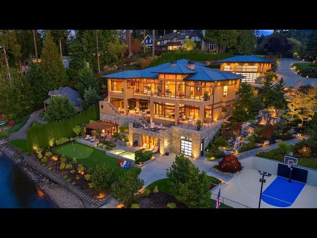 $13,950,000! Incredible Lakefront Estate in Bellevue with breathtaking views from every corner