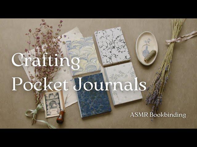 Crafting pocket journals with hand-marbled paper 〰️ ASMR bookbinding