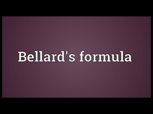 Bellard's formula Meaning