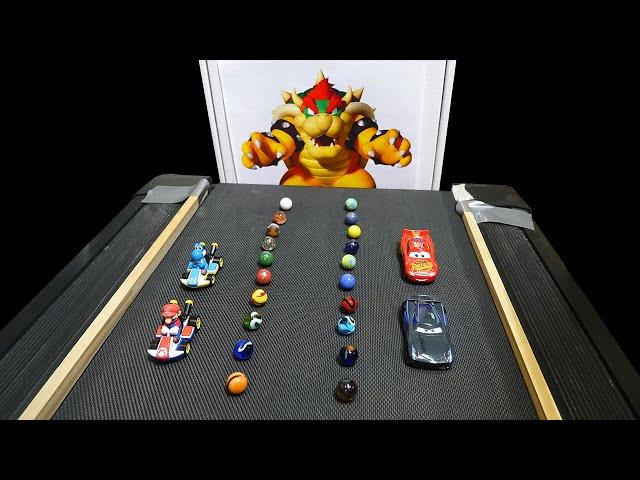 Disney Cars vs. Mario + Friends Treadmill Battle - Escape from Bowser 