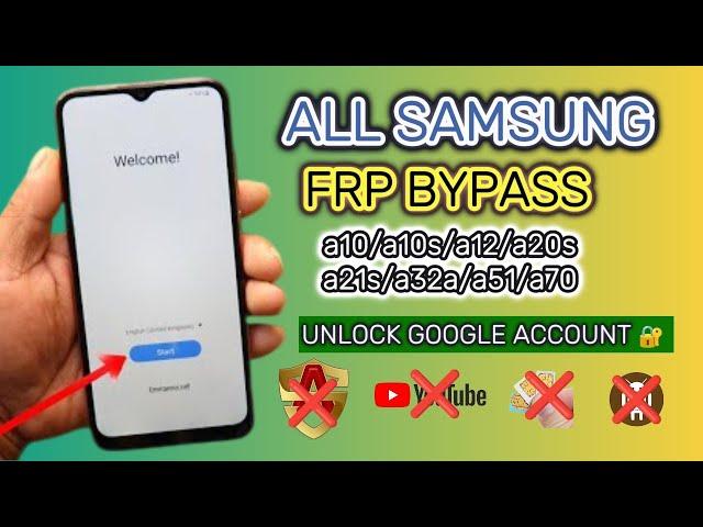 Samsung a10/a10s/a12/a20s/a21s/a32a/a51/a70 FRP Bypass || Unlock Google Account || Not Install