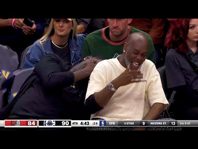 Shawn Kemp and Gary Payton can't stop laughing at Clippers vs Blazers in Seattle