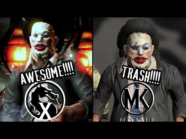 MKX vs MK Mobile - LEATHERFACE - Every move sets, & X-Ray side by side comparison.