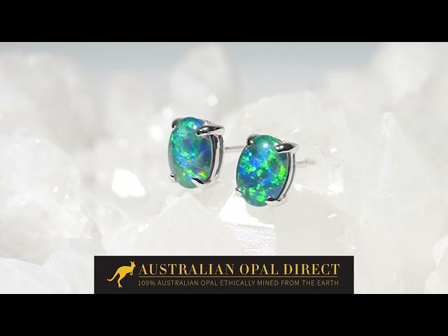 Gold Earrings, Green Earrings, Opal Stud Earrings - Australian Opal Direct | Worldwide Shipping