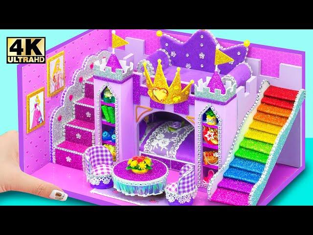 DIY Miniature House ️ Build Stunning Purple Castle  has Bedroom & Rainbow Staircase for Hamster