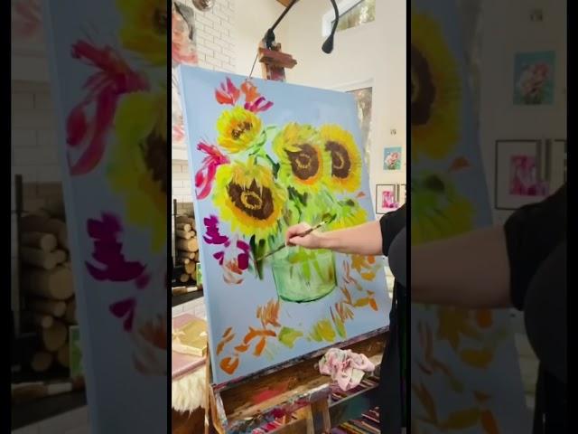 Making of a yet untitled painting of sunflowers part 1