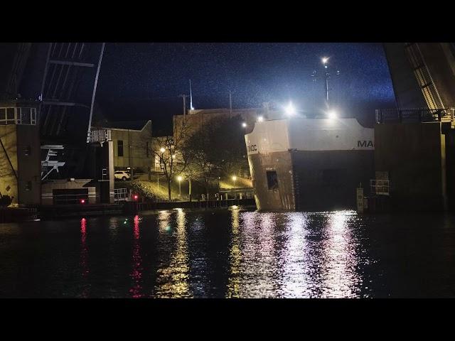 Manitowoc entering the port of Manistee, Michigan