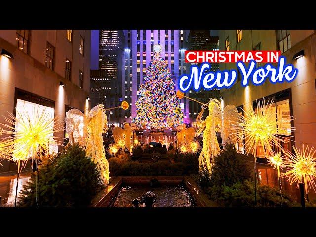 NEW YORK Christmas Walk   Holiday Season in Manhattan Walking Tour 4K