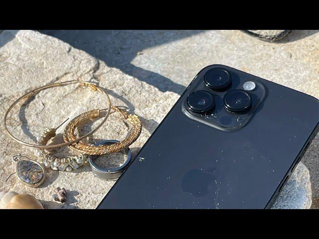 Beach, metal detecting, iPhone, and jewelry found