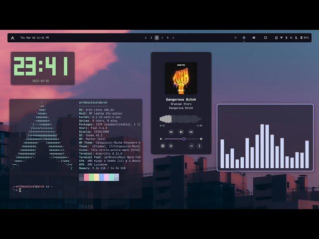 Arch Linux Gnome Desktop Workflow(Catppuccin) + Topbar Tutorial