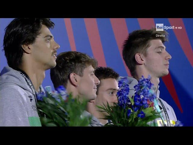 THOMAS CECCON  WSC Budapest 2022  4x100 medley relay award ceremony