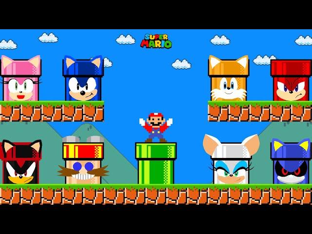 Mario DON’T FALL into The WRONG Pipe All Sonic the Hedgehog Character!