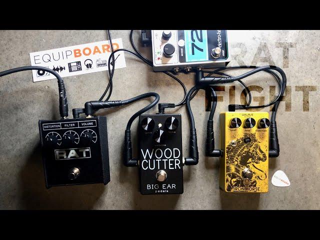 RAT clone distortion pedal comparison - ProCo RAT 2 vs. BIG EAR WOODCUTTER vs. Walrus Iron Horse V2