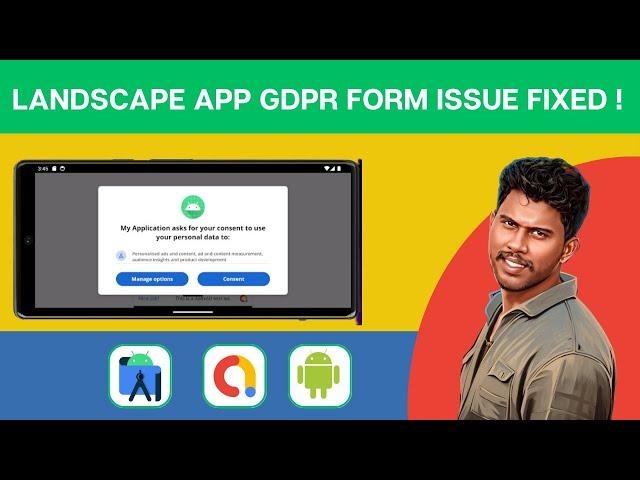 landscape app admob GDPR issue Solved | How to show  AdMob GDPR Form on Horizontal Apps